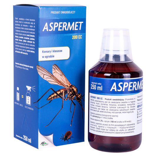 Płyn na komary, kleszcze i muchy Asplant Aspermet 200 EC z permetryną 250 ml