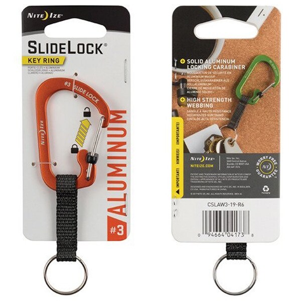 Brelok z karabińczykiem Nite Ize SlideLock Key Ring Aluminum - Orange