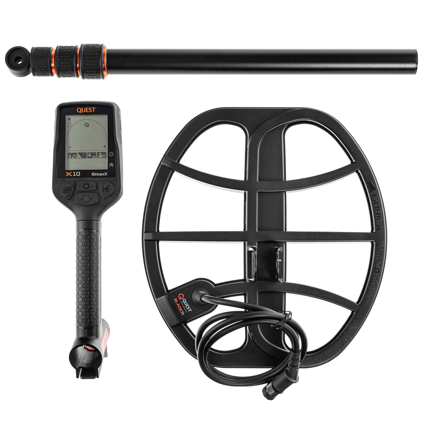Wykrywacz metali Quest X10 IDMaxX + Słuchawki Bezprzewodowe + Xpointer Land Orange - zestaw