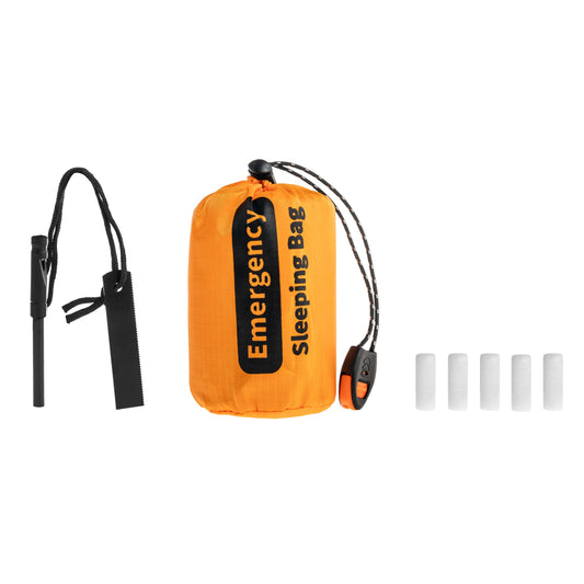 Śpiwór termiczny MFH Fox Outdoor Orange + krzesiwo + podpałki - zestaw