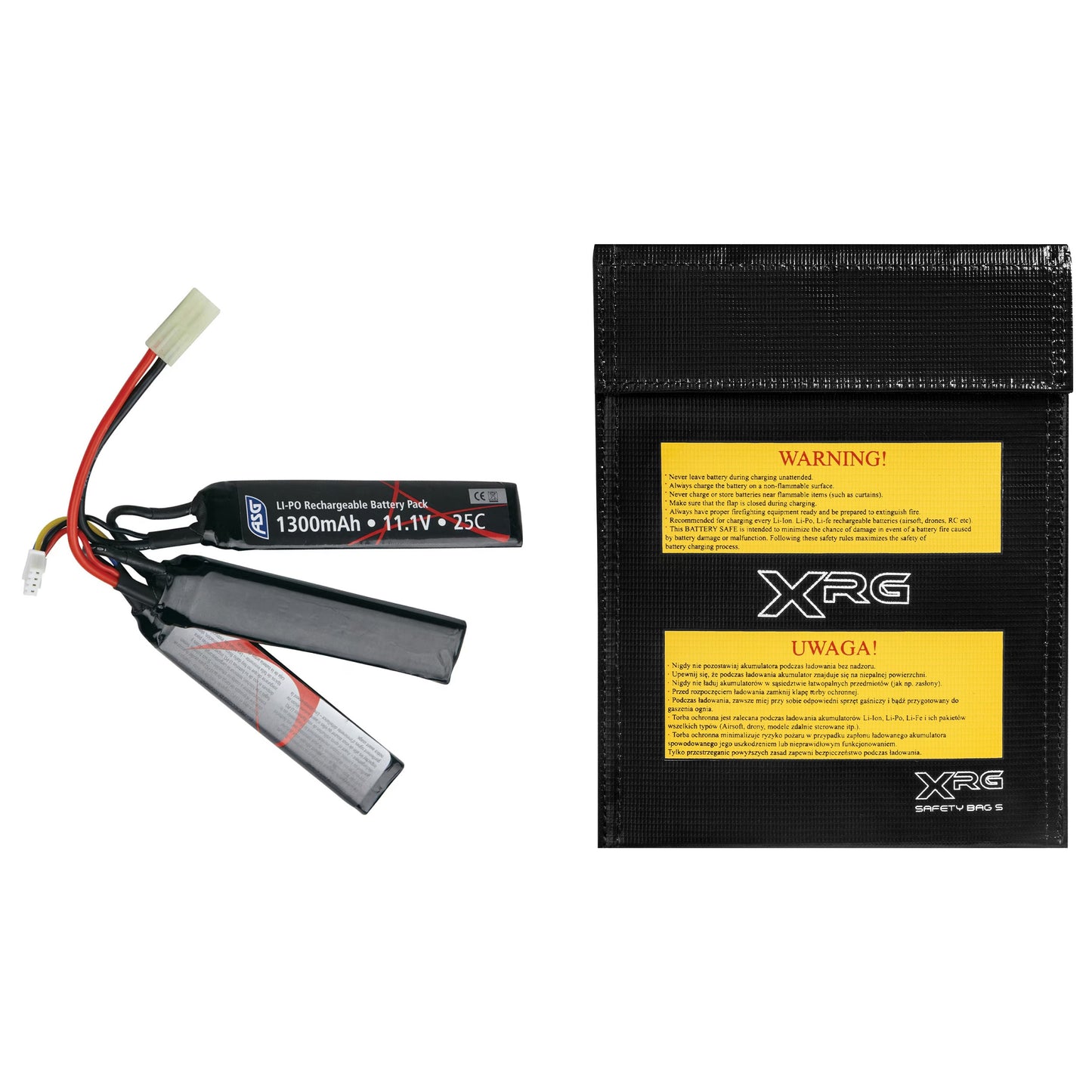 Akumulator ASG Li-Po 11,1V 1300 mAH + Torba ochronna Small - zestaw