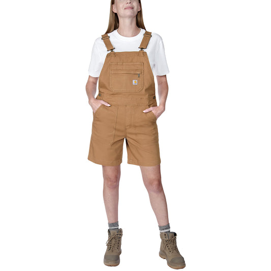 Spodnie damskie krótkie Carhartt Rugged Flex Canvas Shortall - Brown