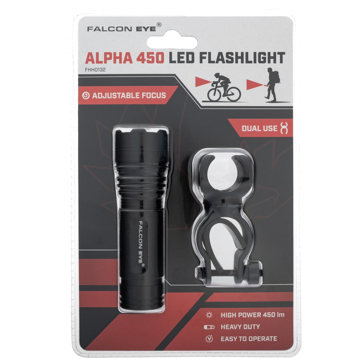 Latarka Falcon Eye Alpha 450 z montażem rowerowym - zestaw