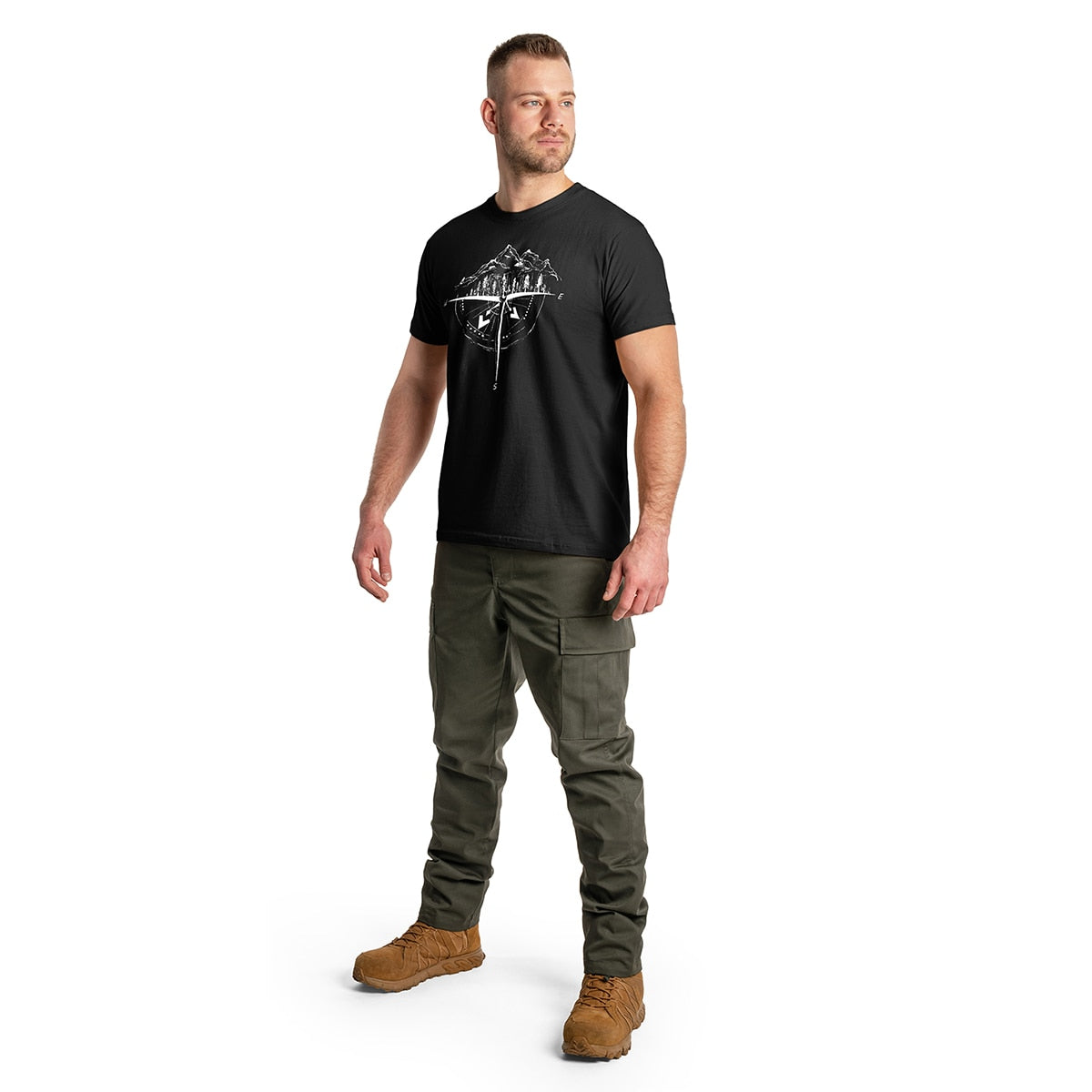 Koszulka T-Shirt TigerWood Róża Wiatrów - Czarna