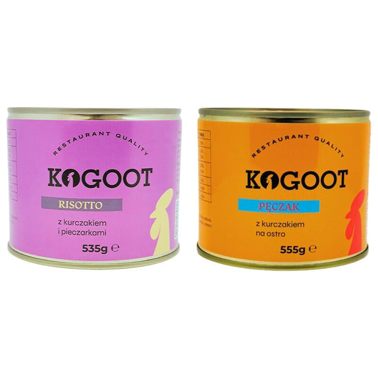 Żywność konserwowana Kogoot - Pęczak z kurczakiem 555 g, Risotto 535 g
