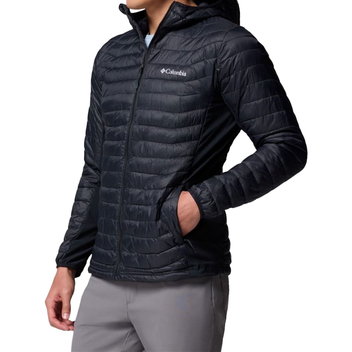 Kurtka Columbia Powder Pass Hooded Hybrid Jacket - Black