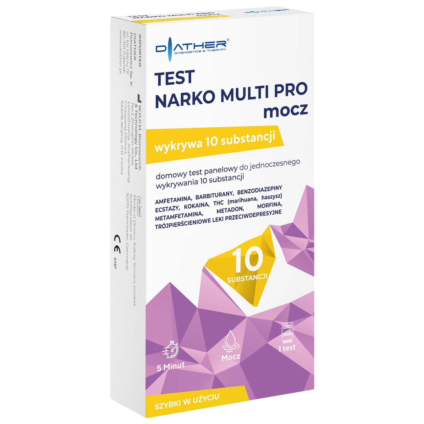 Narkotest Diather Narko Multi Pro na narkotyki w moczu - 10 substancji