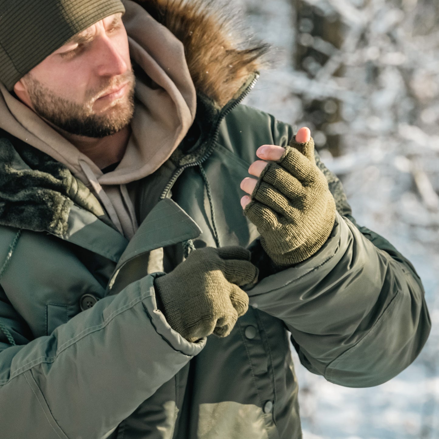 Rękawice Mil-Tec Thinsulate bez palców - Olive