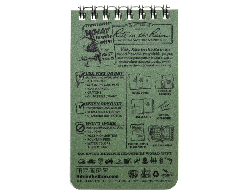 Notes wodoodporny Rite in the Rain 3x5" - Olive