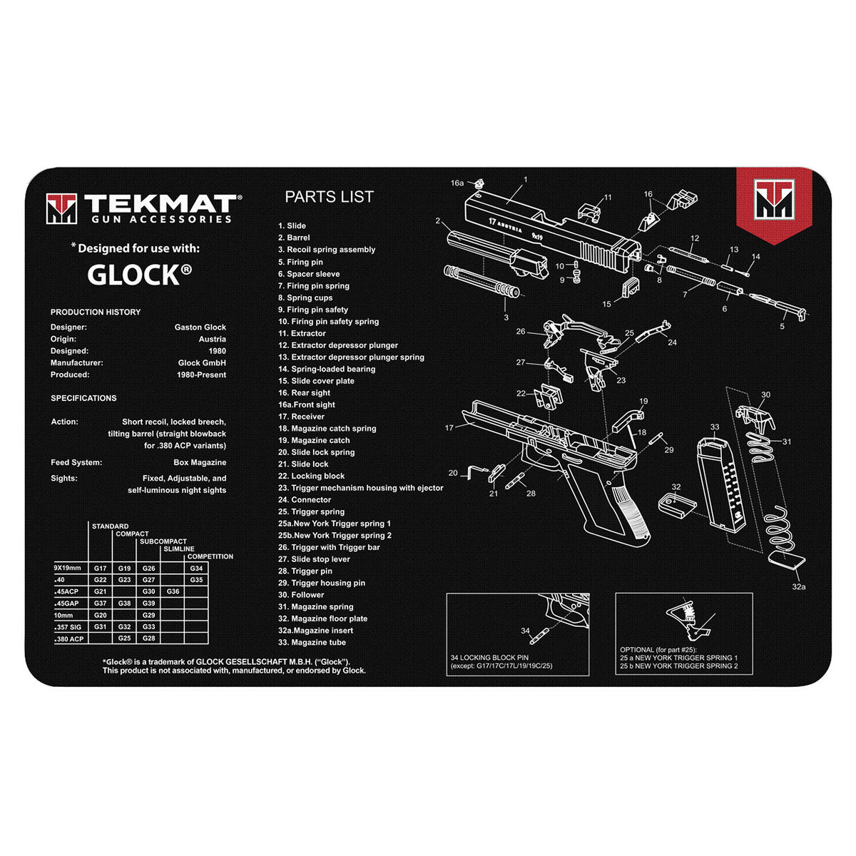 Mata do czyszczenia broni TekMat Glock - Black