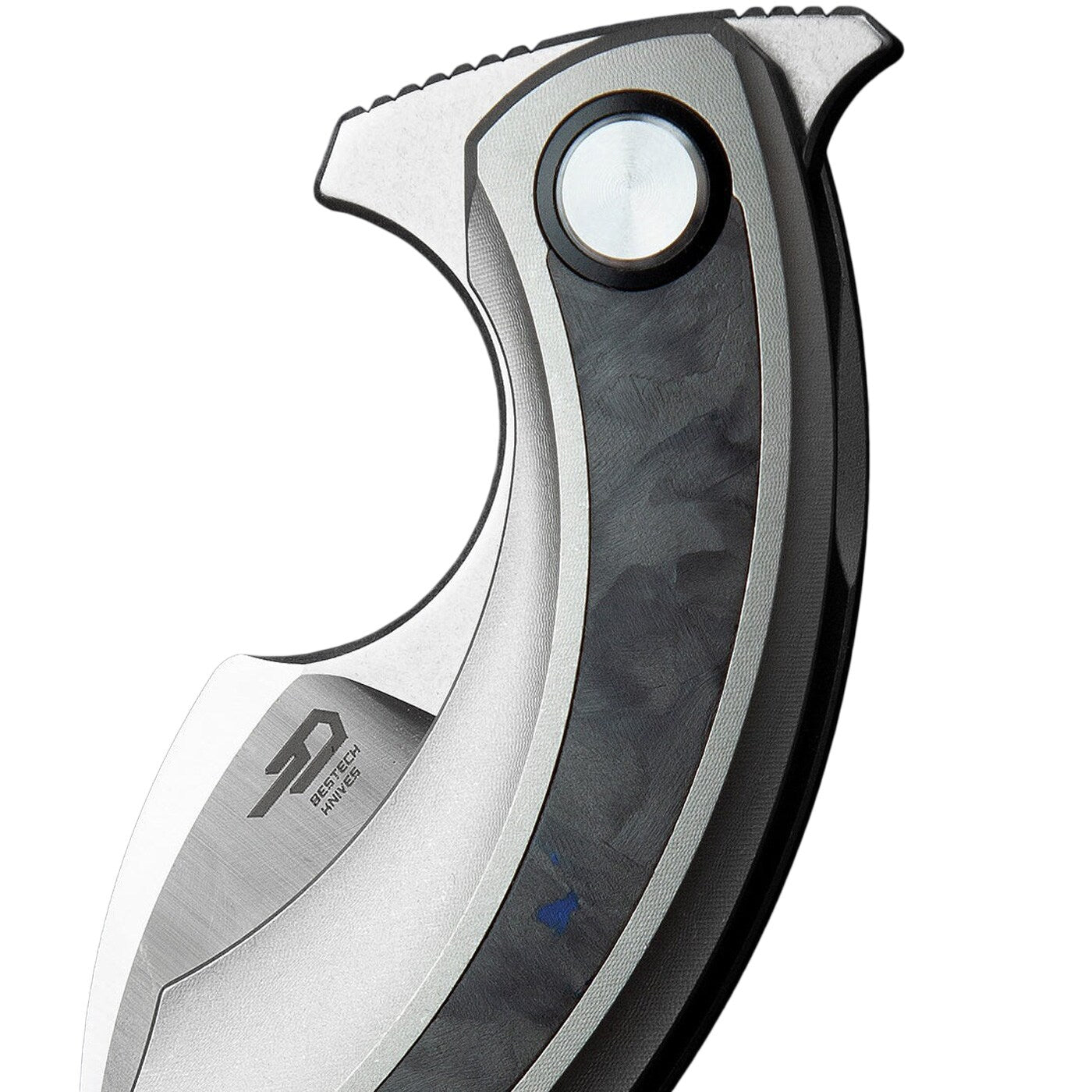 Nóż składany Bestech Knives Strelit - Satin/Grey Titanium Black Blue Marble Carbon Fiber