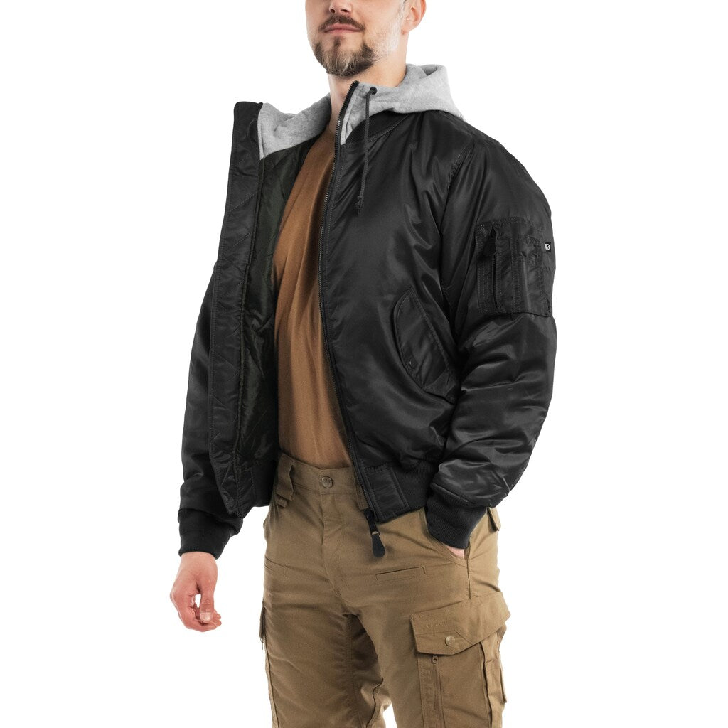 Kurtka Brandit MA1 Sweat Hooded Jacket - Black/Grey