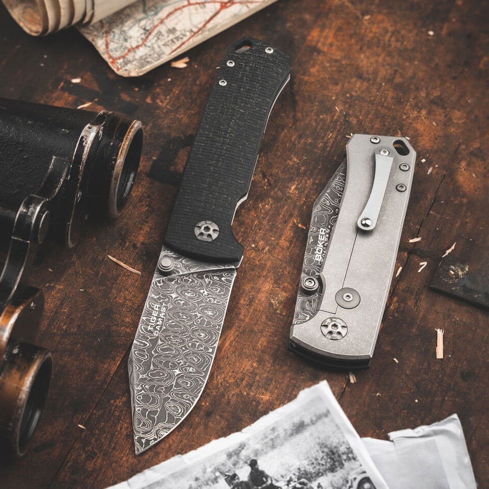 Nóż składany Boker Solingen Tiger Damascus