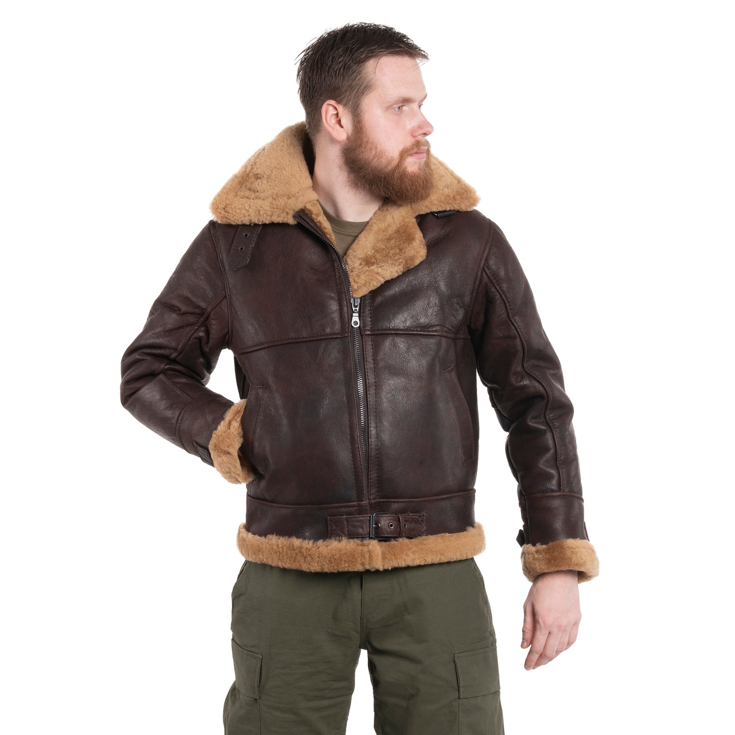 Kurtka skórzana Mil-Tec US B46 Sheepskin - Brown