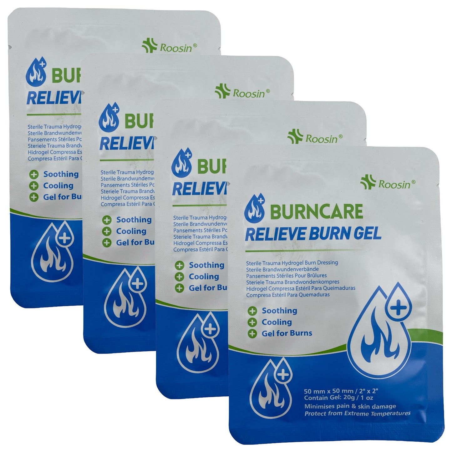 Opatrunek hydrożelowy Roosin Burncare Relieve Burn Gel 5 x 5 cm - 4 szt.