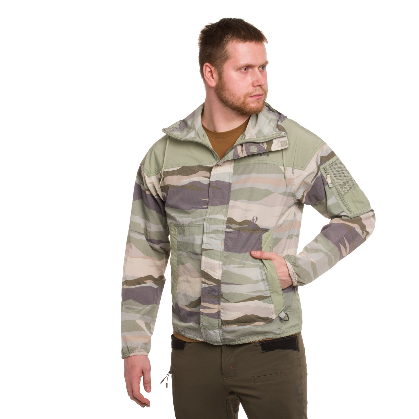 Kurtka Columbia Challenger II Printed Windbreaker - Safari Roque Valley/Safari