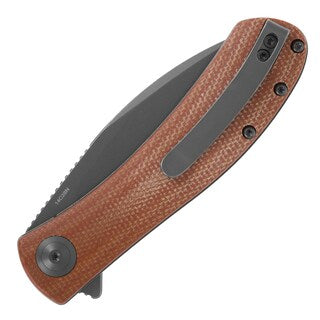 Nóż składany Trollsky Knives Mandu EVO Grey Stonewashed 14C28N/Brown Micarta