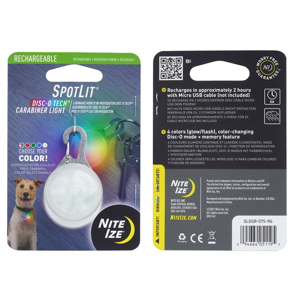 Latarka Nite Ize Disc-O Tech Spotlit Rechargeable Carabiner Light - White