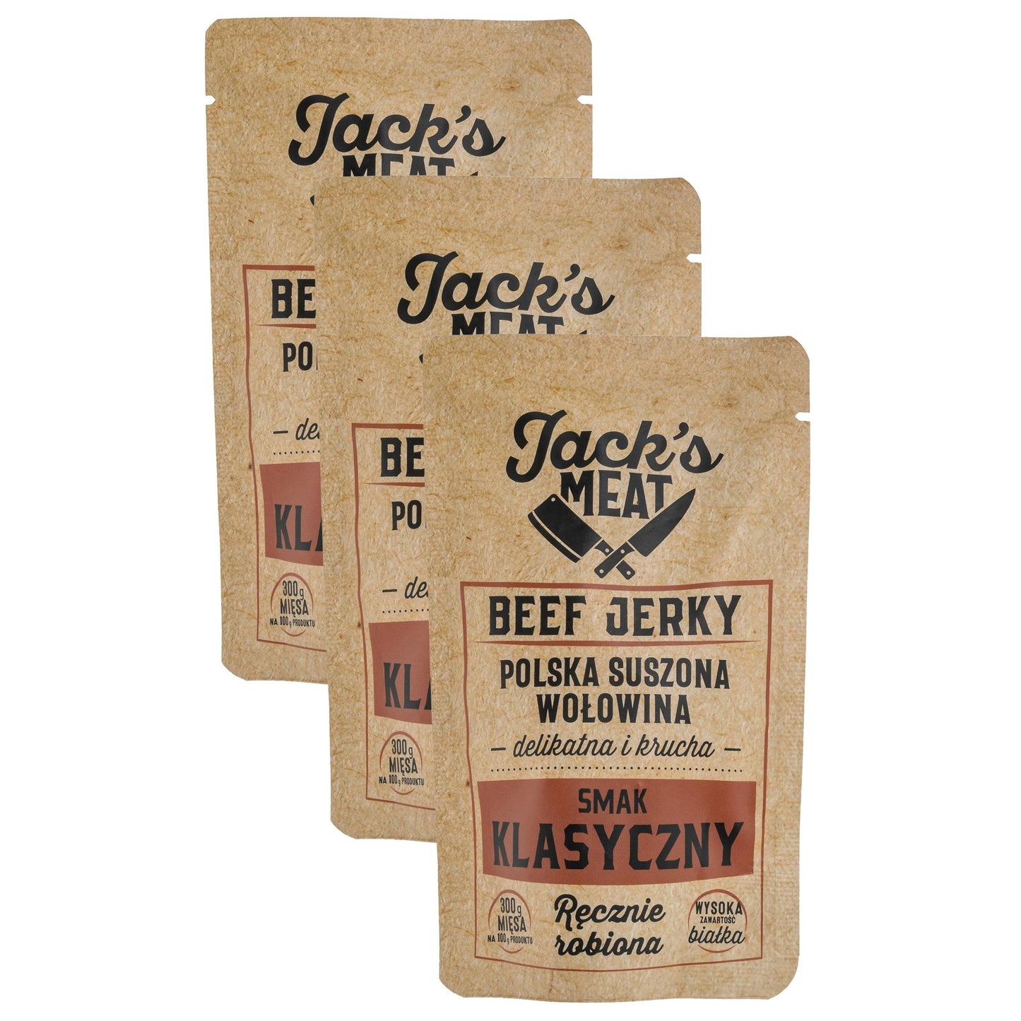 Suszona wołowina Jack's Meat Beef Jerky smak klasyczny 60 g - 3 szt.
