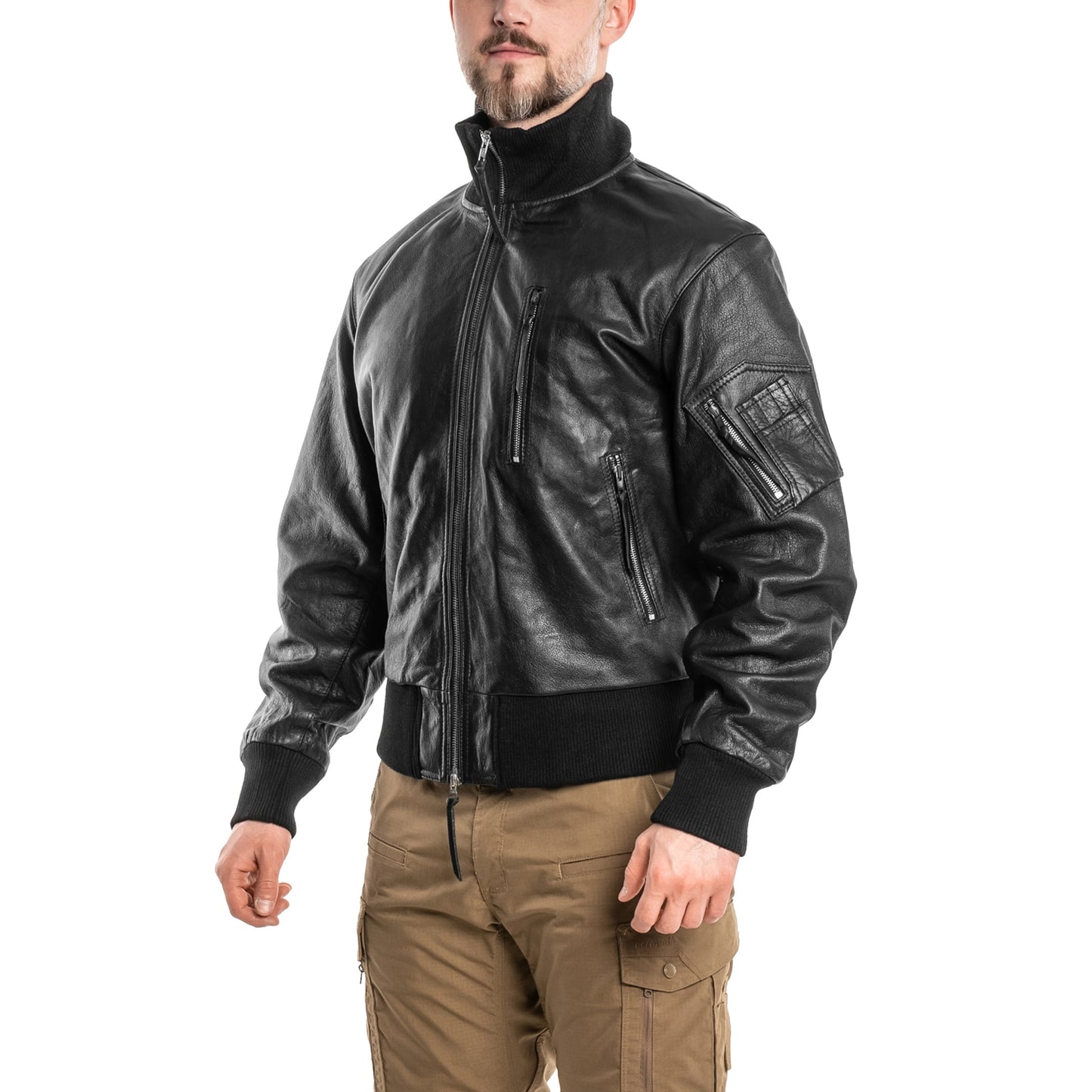 Kurtka skórzana Mil-Tec BW German Leather Flight Jacket - Black