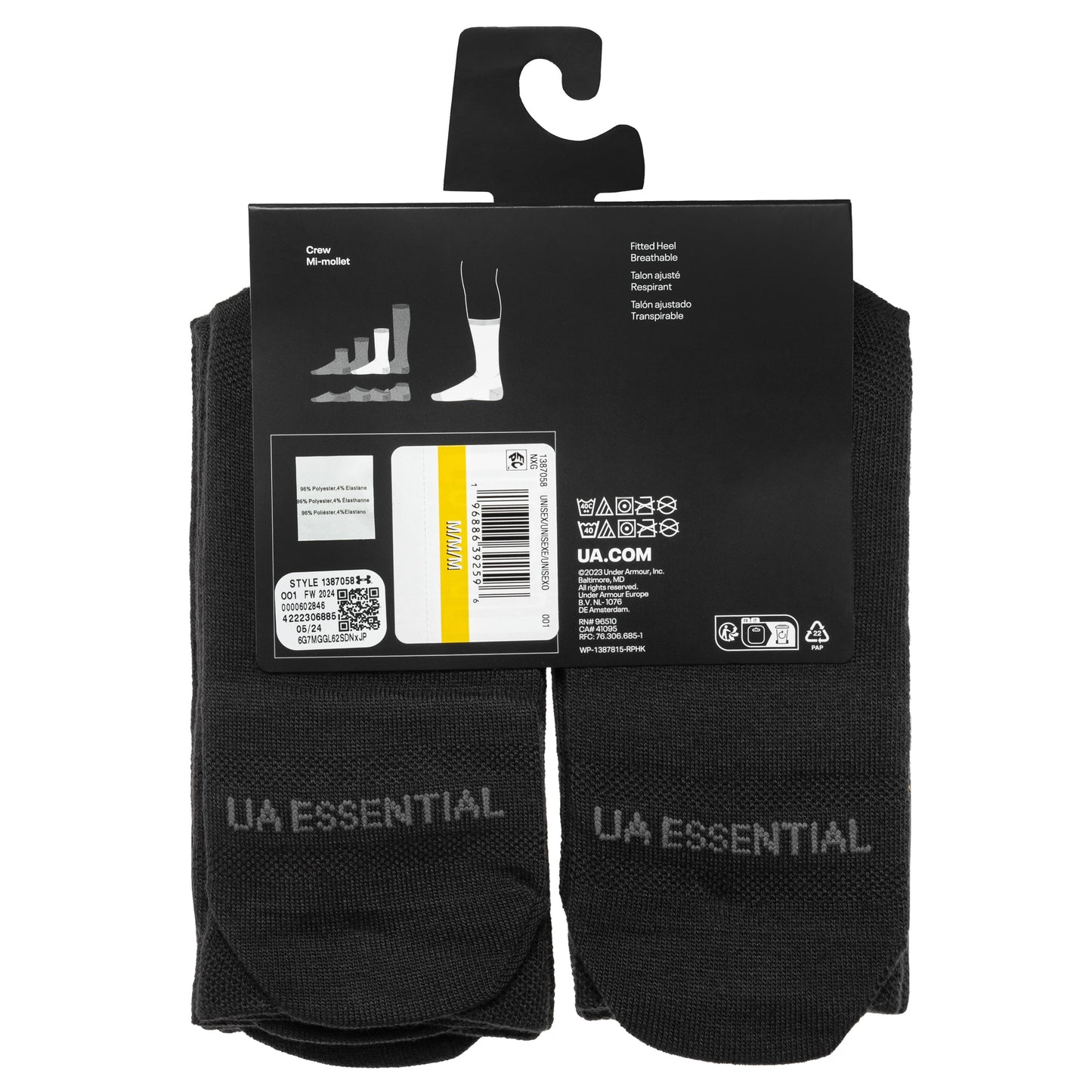 Skarpety Under Armour Essential Crew Black/Castlerock - 6 par