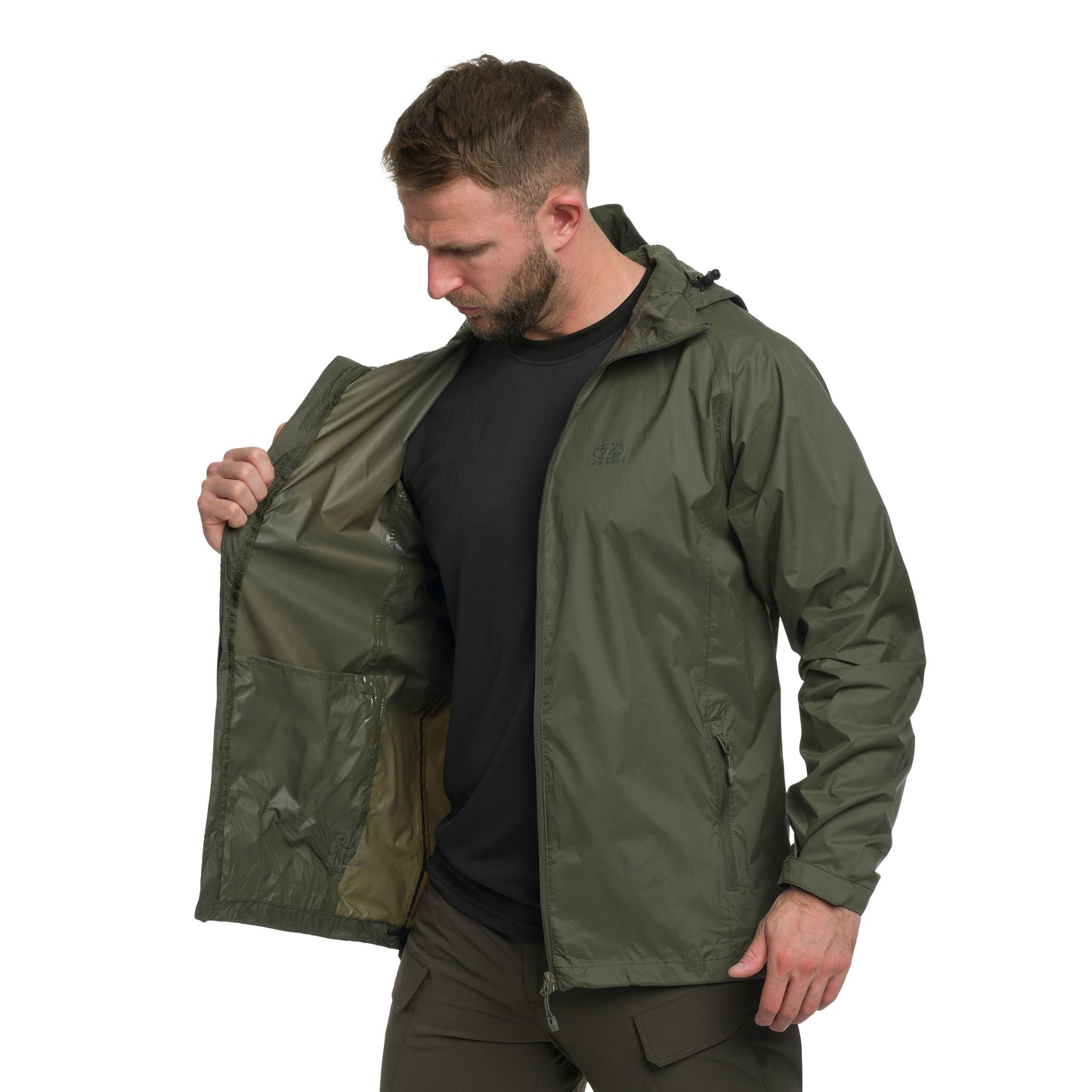 Kurtka Highlander Outdoor Stow & Go Pack Away - Olive Green