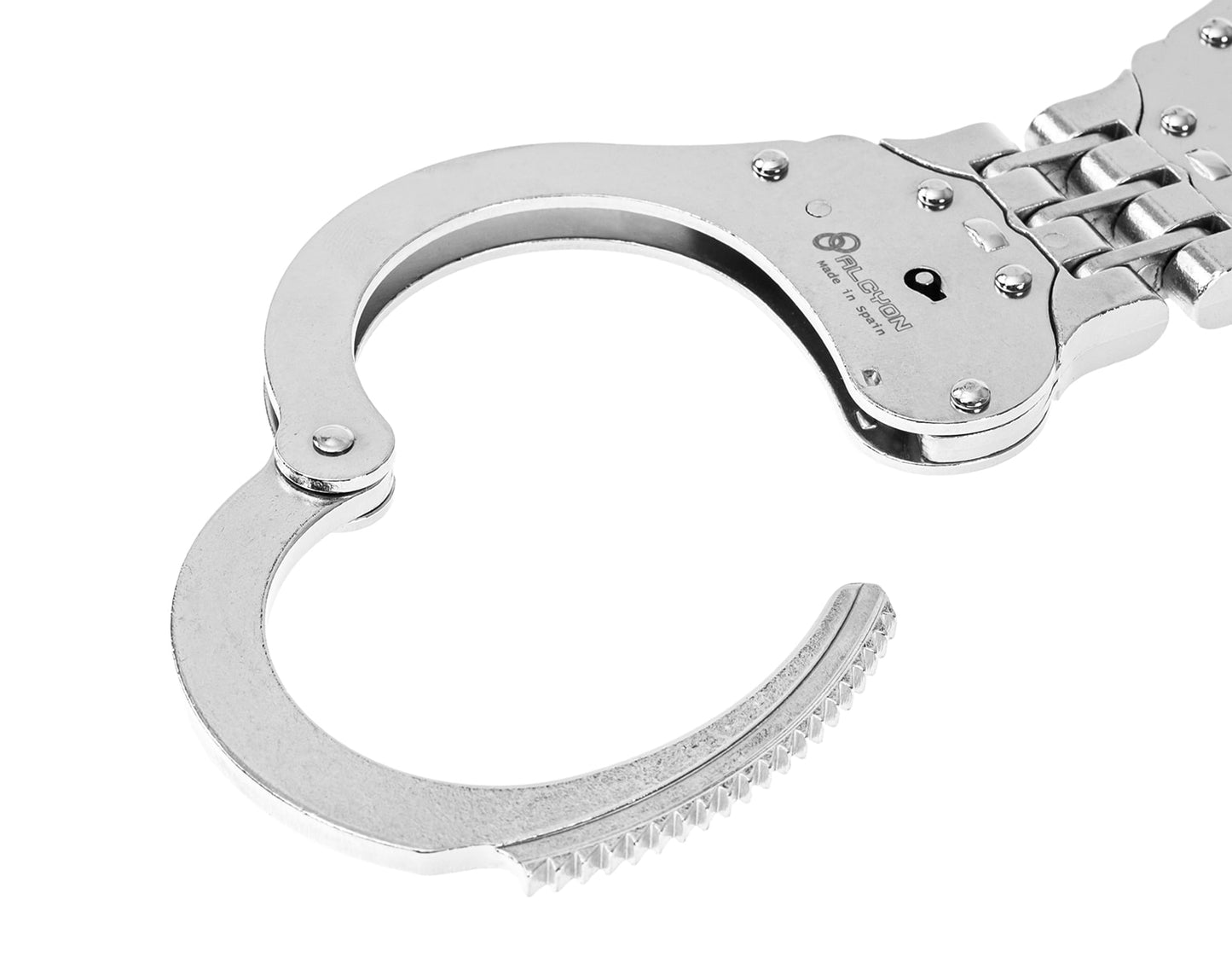 Kajdanki zawiasowe Alcyon Hinge steel Double lock srebrne