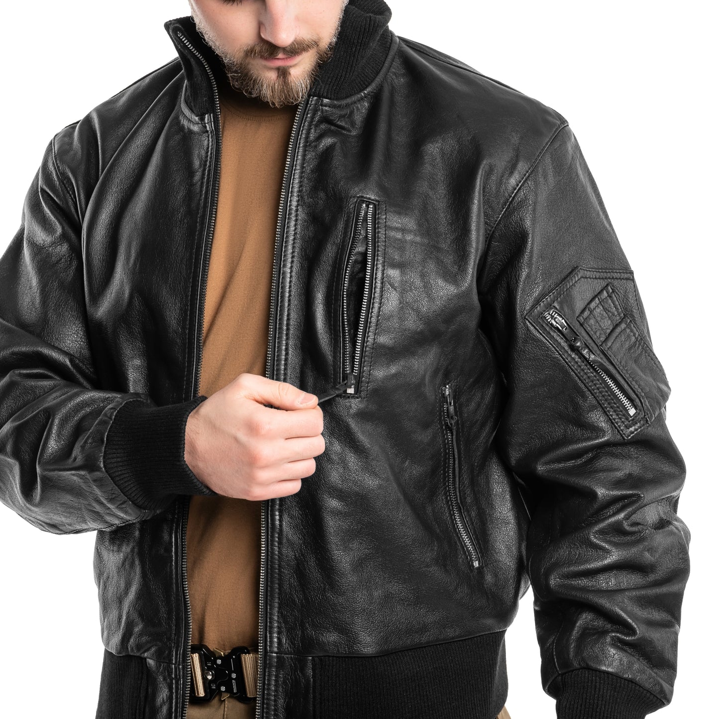 Kurtka skórzana Mil-Tec BW German Leather Flight Jacket - Black