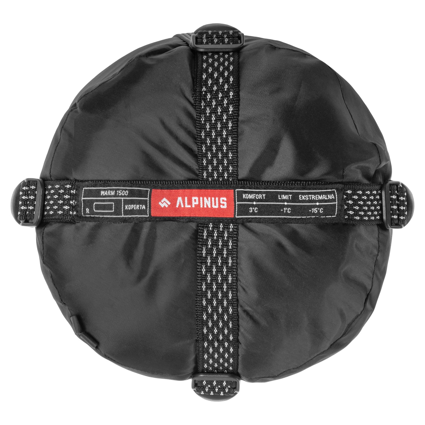 Śpiwór Alpinus Warm 1500 Czarny - prawy