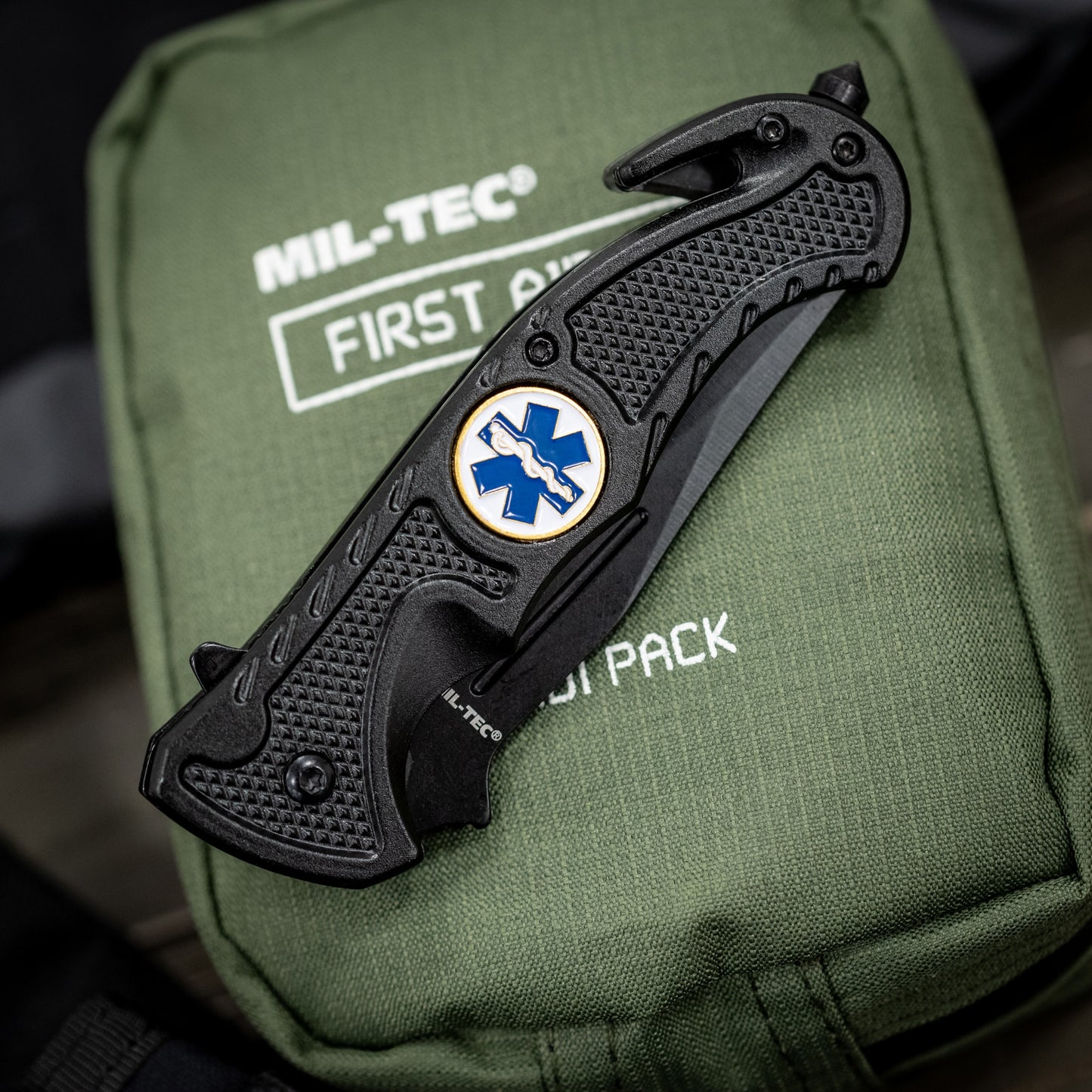 Nóż składany ratowniczy Mil-Tec Rescue Black