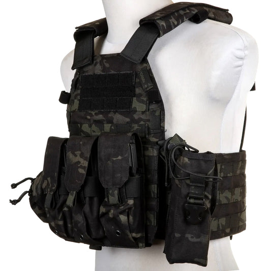 Kamizelka taktyczna Emerson Plate Carrier 6094A Style z zestawem ładownic - MultiCam Black