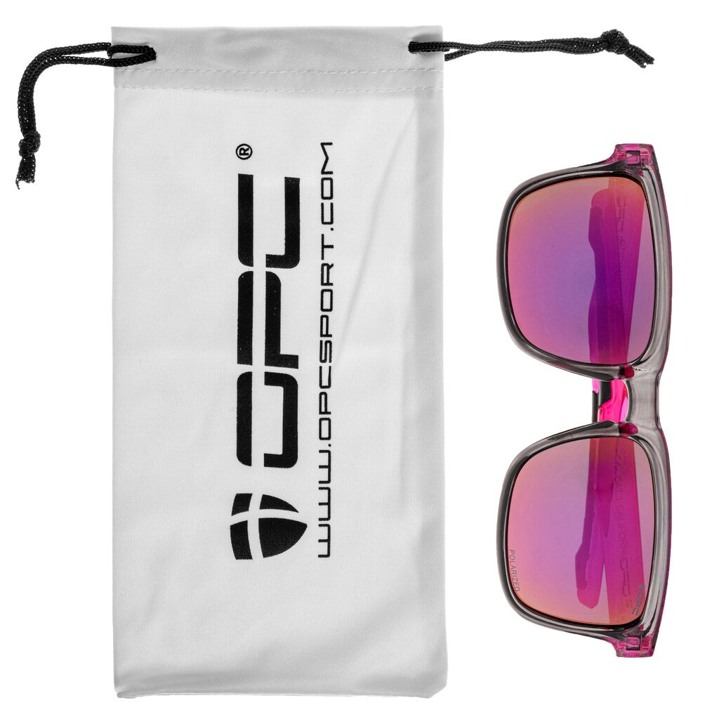 Okulary przeciwsłoneczne OPC Lifestyle California Black/Pink Revo z polaryzacją