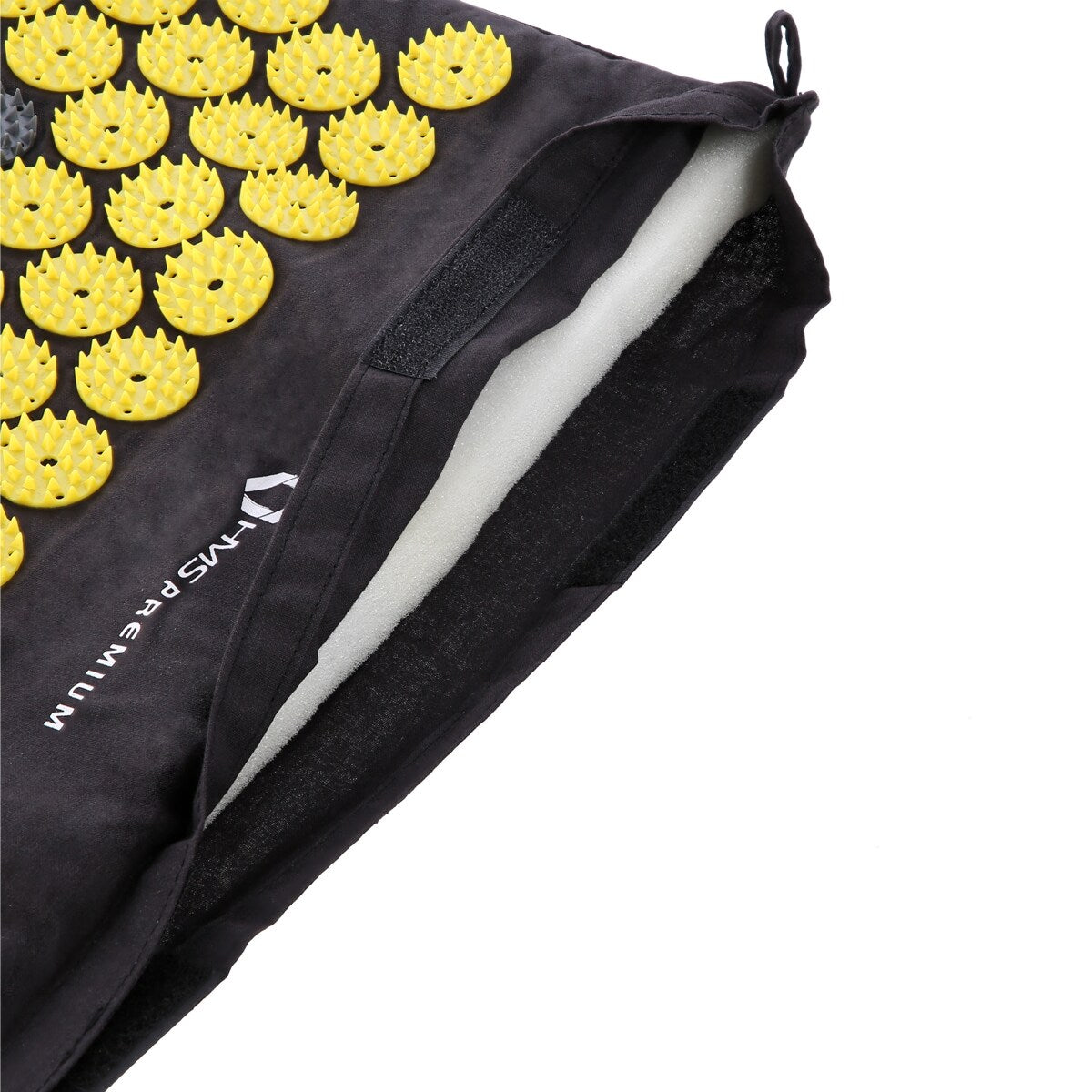 Mata z poduszką do akupresury HMS Premium AKM04 - black/yellow