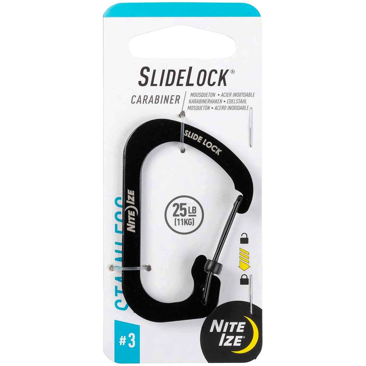 Karabińczyk Nite Ize SlideLock 3 Stainless Steel - Black