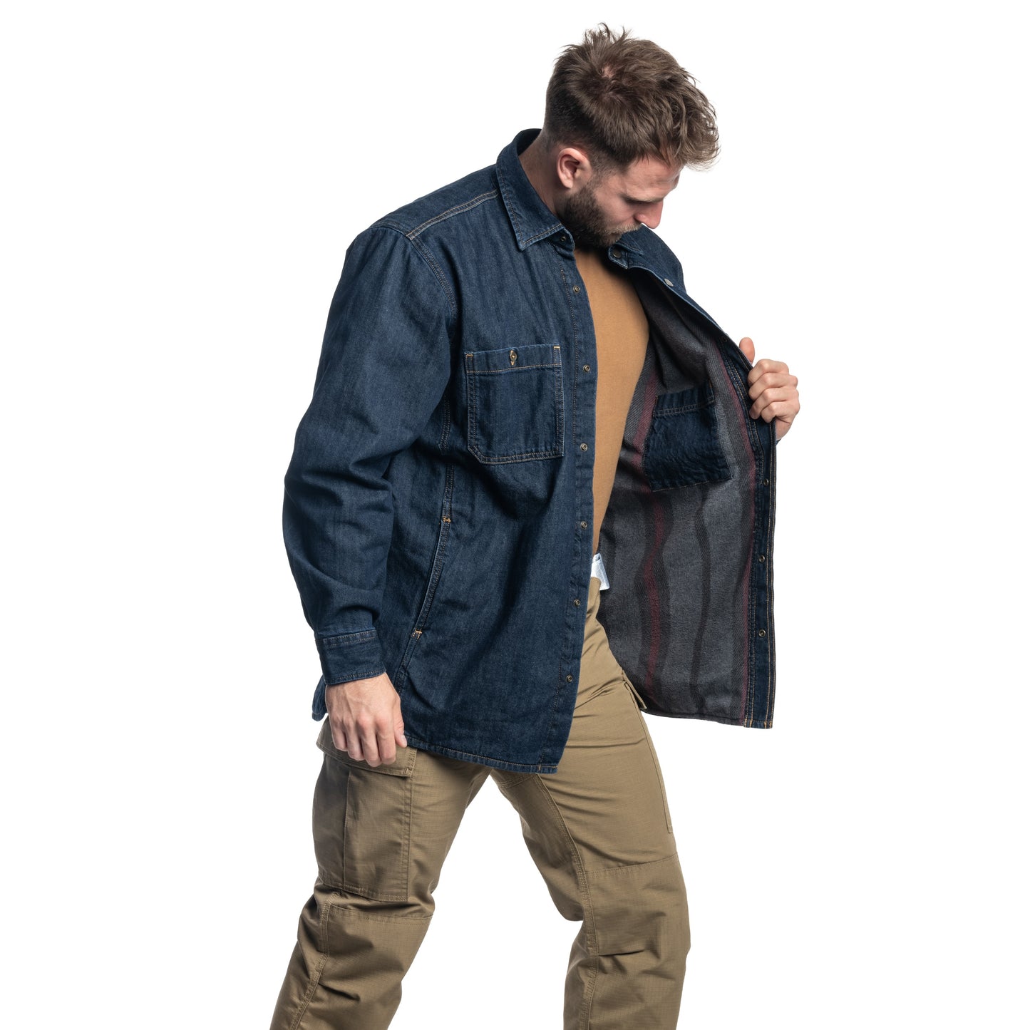 Koszula Carhartt Relaxed Denim Glacier Fleece Lined - Navy Blue