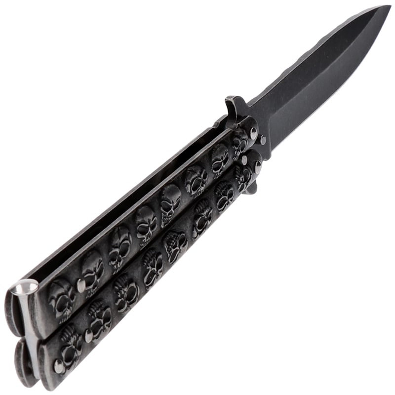 Nóż składany motylek Martinez Albainox Skull 02184 - Black