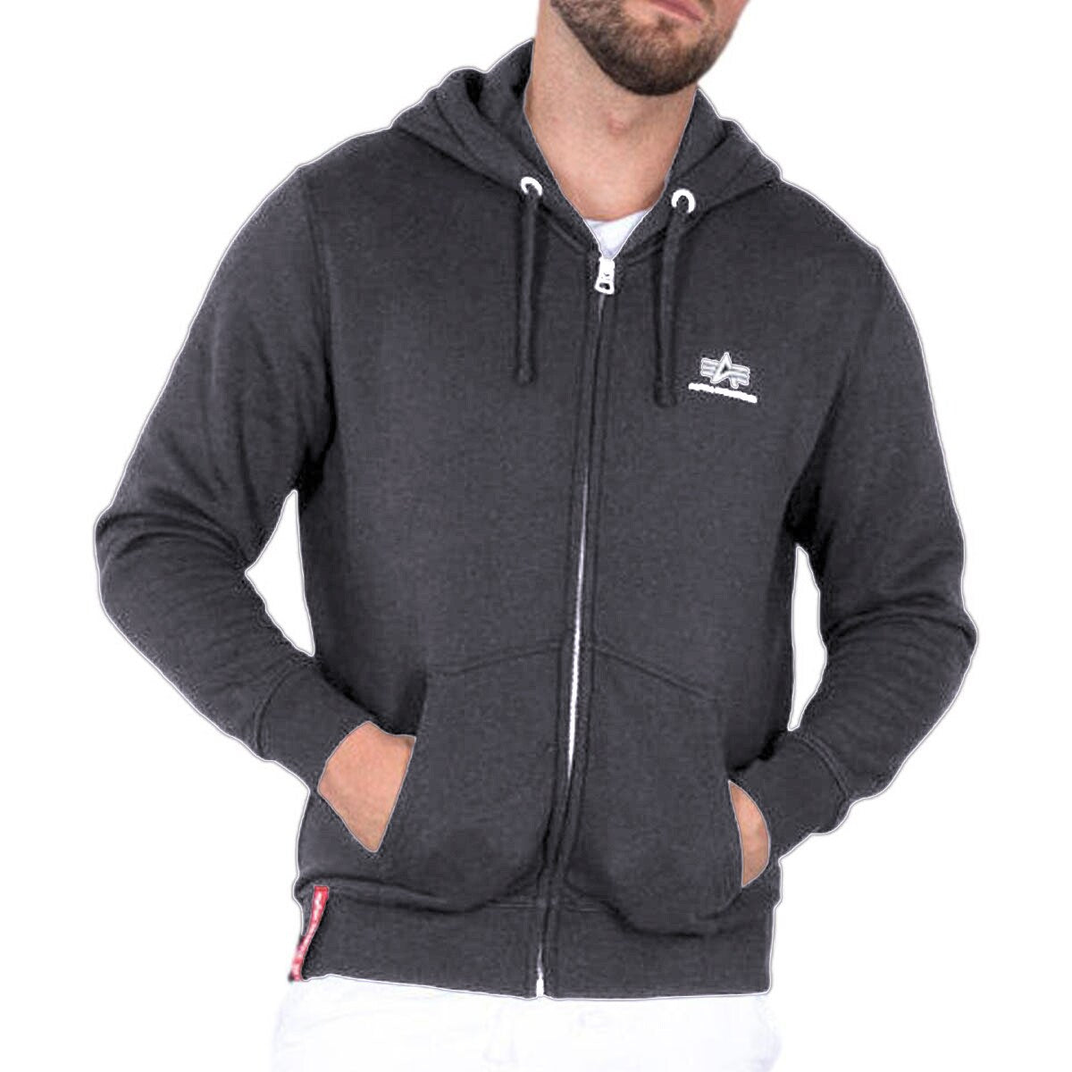 Bluza Alpha Industries Basic Zip Hoody Small Logo - Vintage Grey