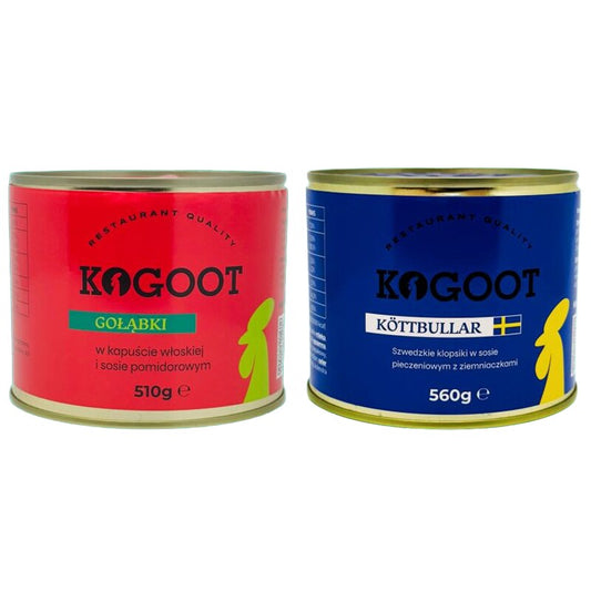 Żywność konserwowana Kogoot - Gołąbki 510 g, Szwedzkie klopsiki Köttbullar 560 g