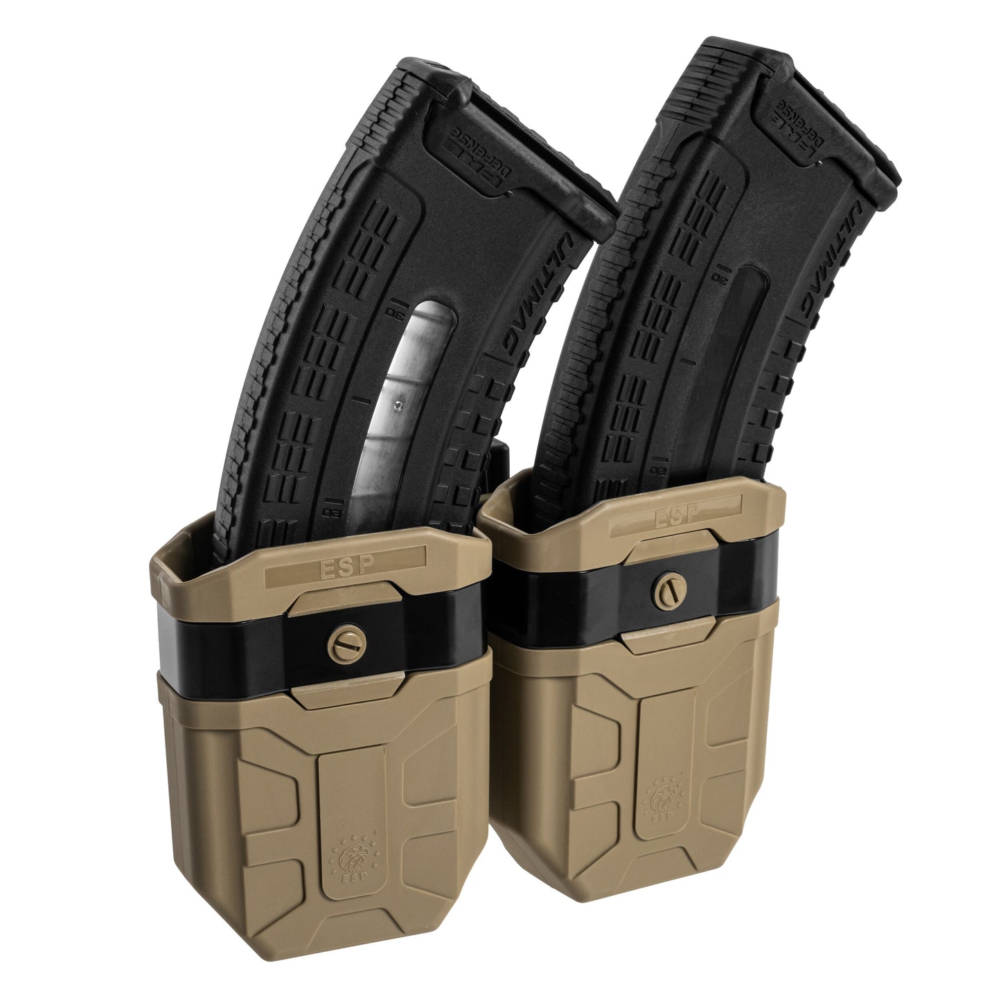 Podwójna ładownica obrotowa ESP z montażem UBC-08 na magazynki AK - Khaki