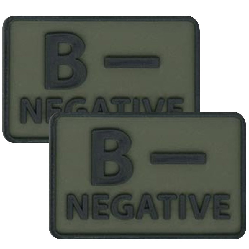 Emblemat PVC Helikon grupa krwi B/Rh- Olive Green - 2 szt.