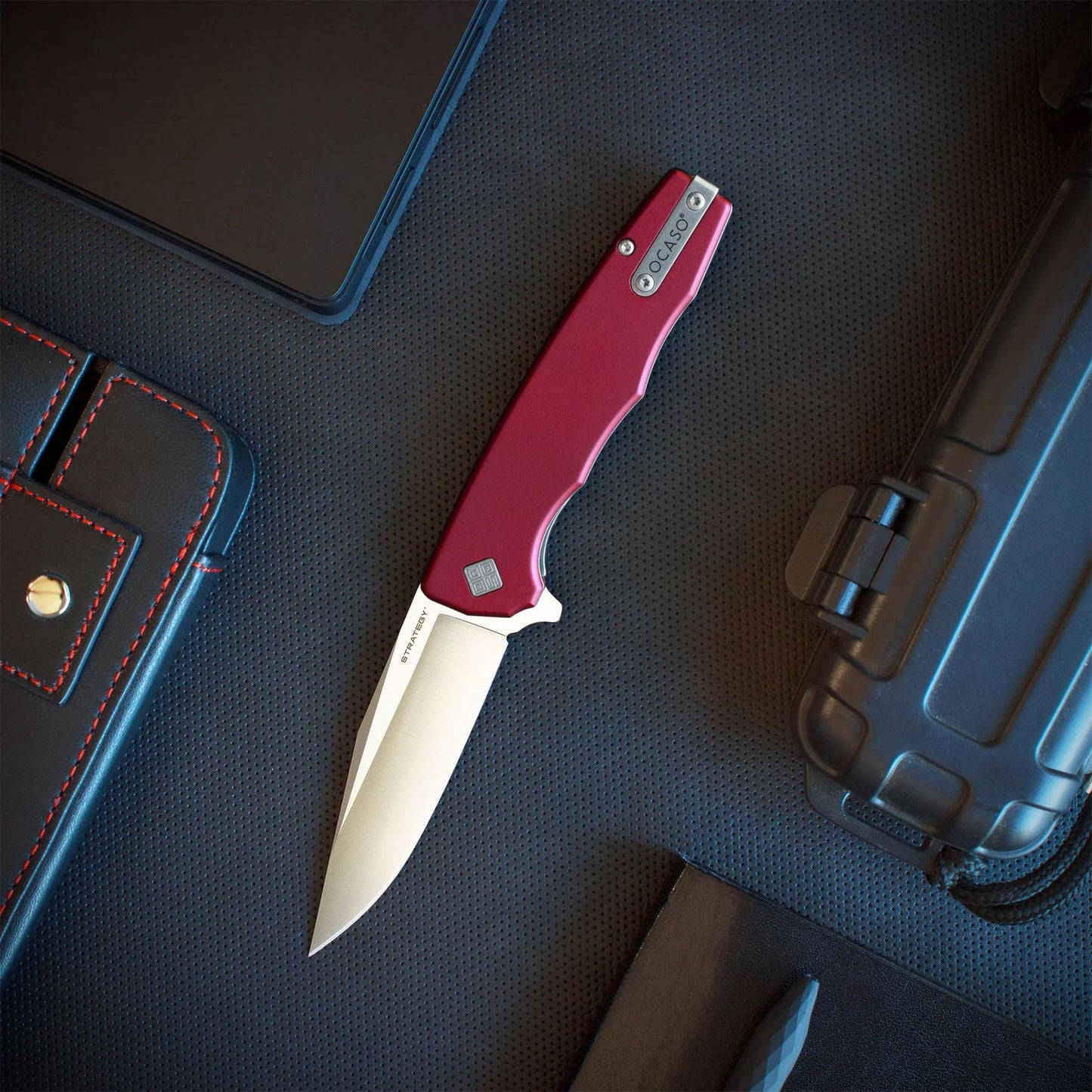 Nóż składany Ocaso Strategy Aluminum - Satin/Red