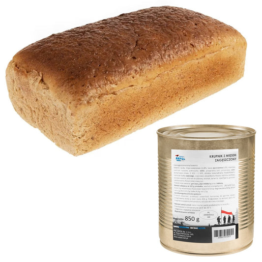 Chleb pytlowy 700 g + zupa krupnik z mięsem zagęszczona Arpol 850 g - zestaw