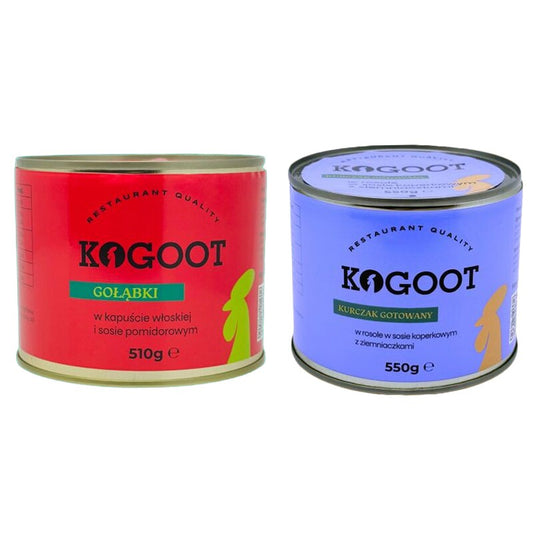 Żywność konserwowana Kogoot - Gołąbki 510 g, Kurczak gotowany w rosole 550 g