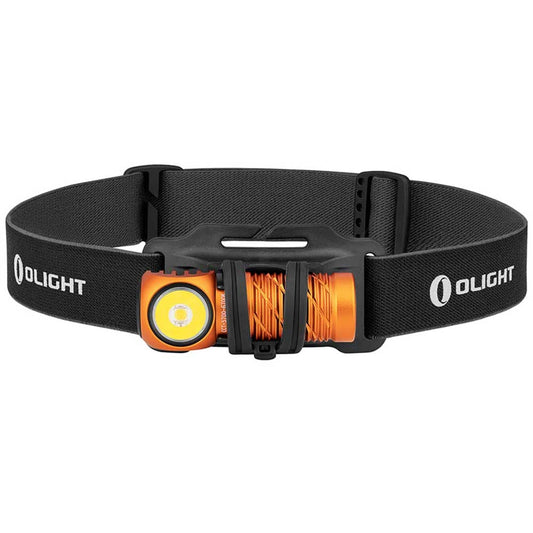 Latarka czołowa i kątowa Olight Perun 2 Mini Kit Orange z opaską - 1100 lumenów