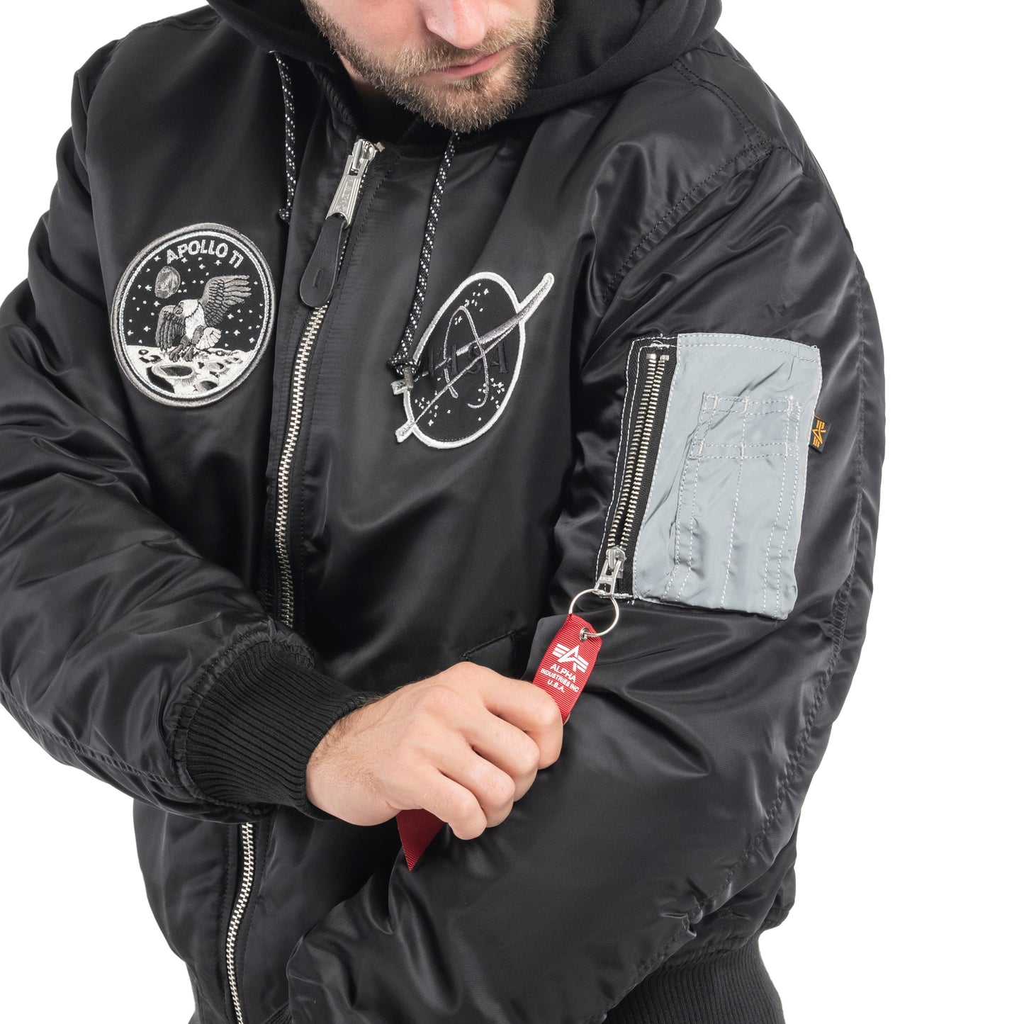 Kurtka Alpha Industries MA-1 VF Hood Dark Side - Black/Reflective
