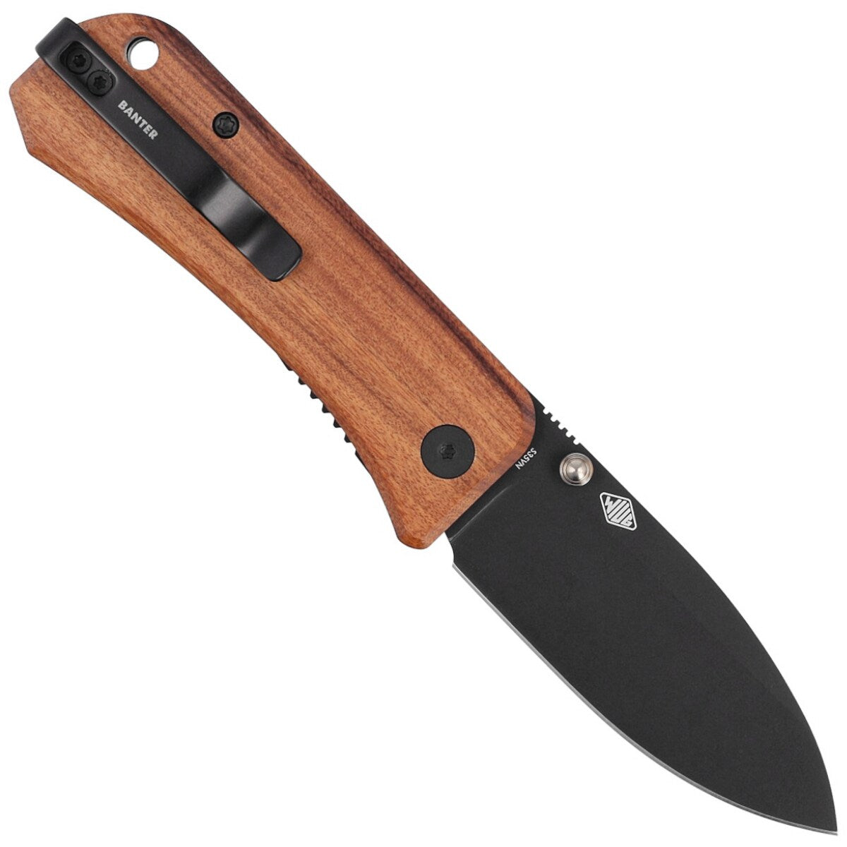 Nóż składany WE Knife Banter Thumb Stud Cuibourtia Wood Handle - Black Stonewash
