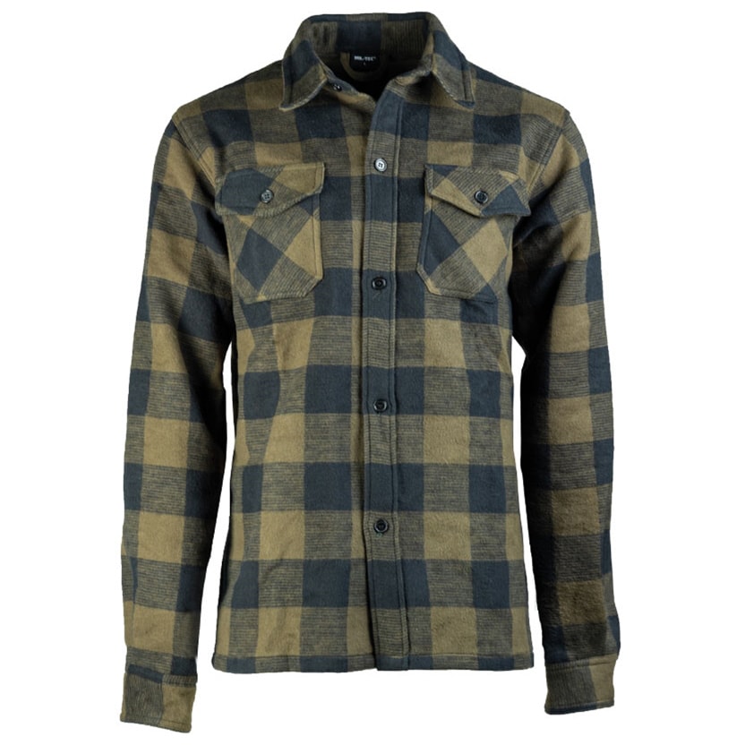 Koszula Mil-Tec Flannel Shirt Longsleeve - Black/Olive