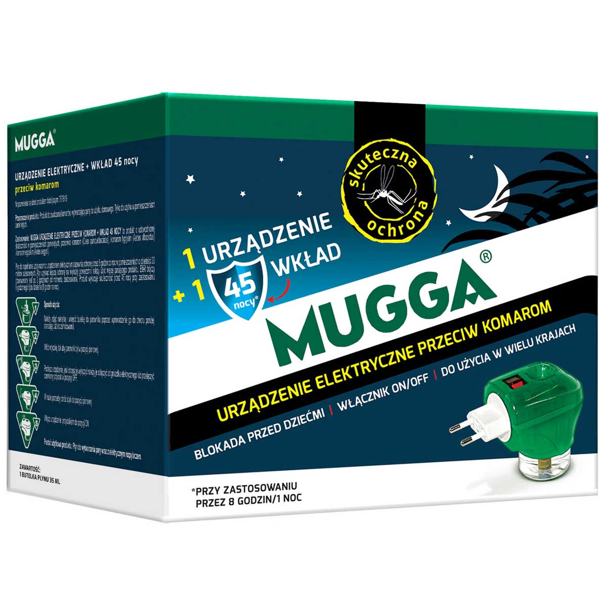 Elektrofumigator Mugga + wkład Praletryna 1,2% na 45 nocy - 35 ml