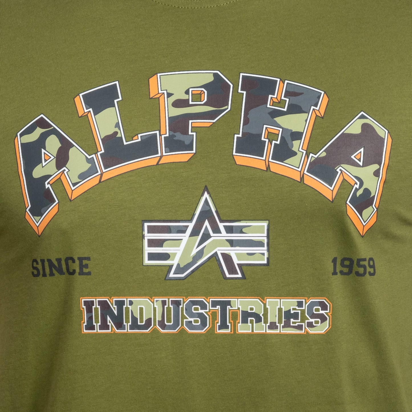 Koszulka T-shirt Alpha Industries College Camo - Moss Green