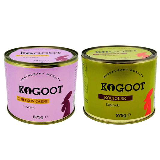 Żywność konserwowana Kogoot - Chili con carne 575 g, Kociołek Zbójnicki 575 g